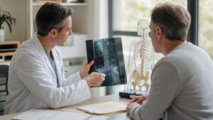 Physician explaining the evidence behind an AI-supported healthcare decision