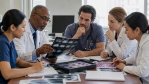Multidisciplinary cancer team combining imaging pathology and clinical evidence